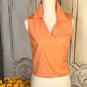 Limited America 100% Cool Cotton Sleeveless Orange True Wrap Top